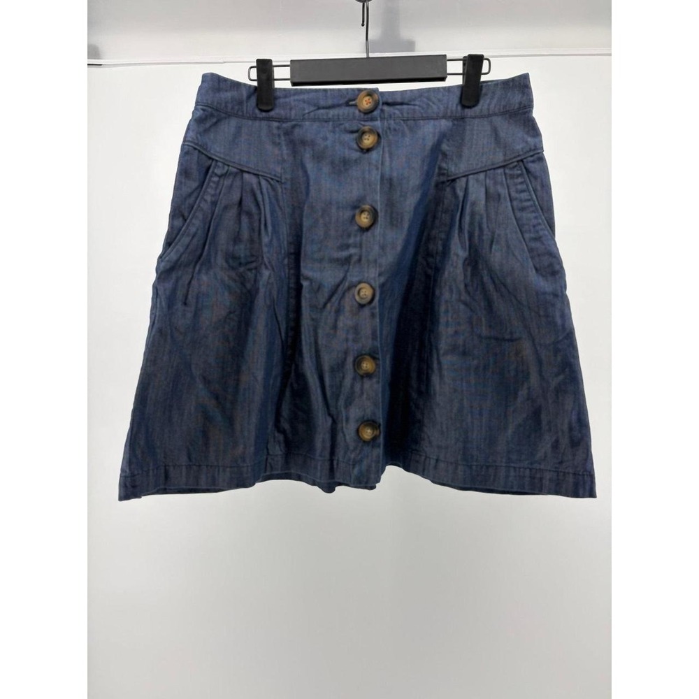 Boden‎ Denim Pleated Skirt, Button Front, Causal Dress, Women's Size 10